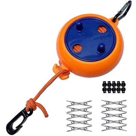 Telescopic clothes dryer, plastic/nylon, 8 m, orange