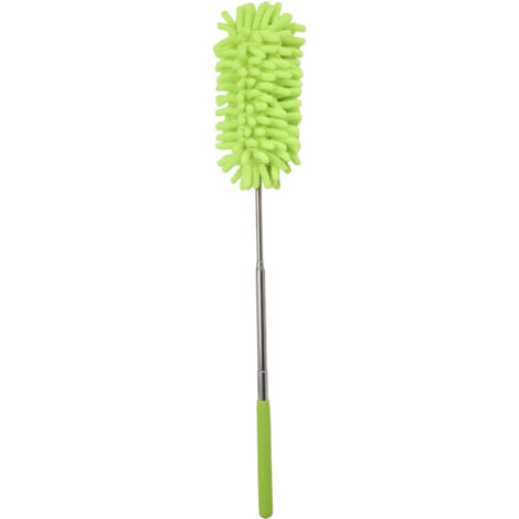 Telescopic Duster Handheld Dust Remover Stainless Steel for Floor Desk Cabinet Cupboard Cleaning Green
