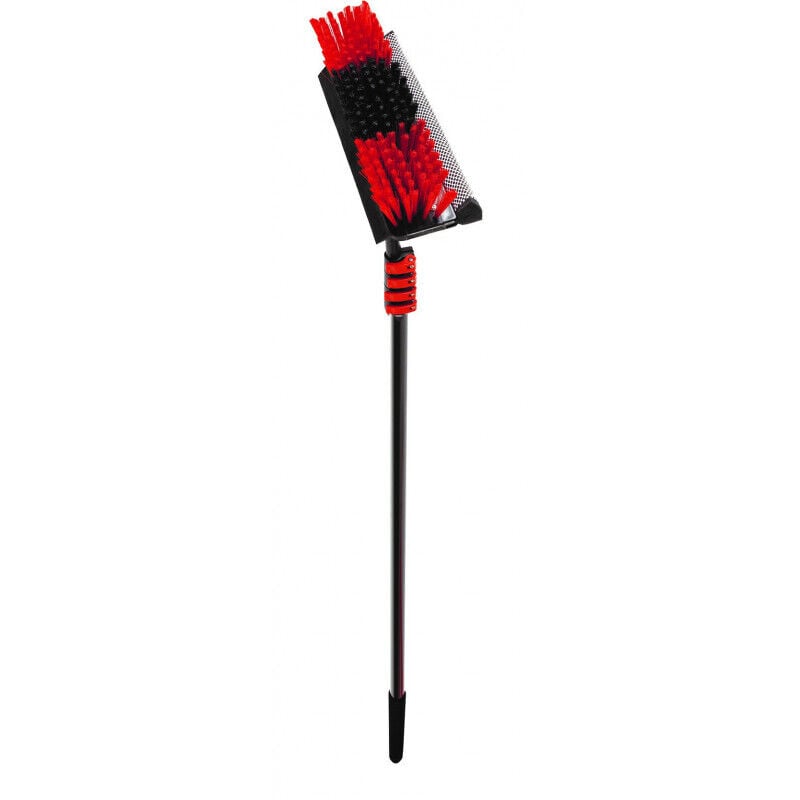 Venteo - Rouge/Noir 7 mètres telescopic hydrocleaner Brosse à eau de lavage - Manche télescopique - Brosse avec éponge et raclette - Adaptateur