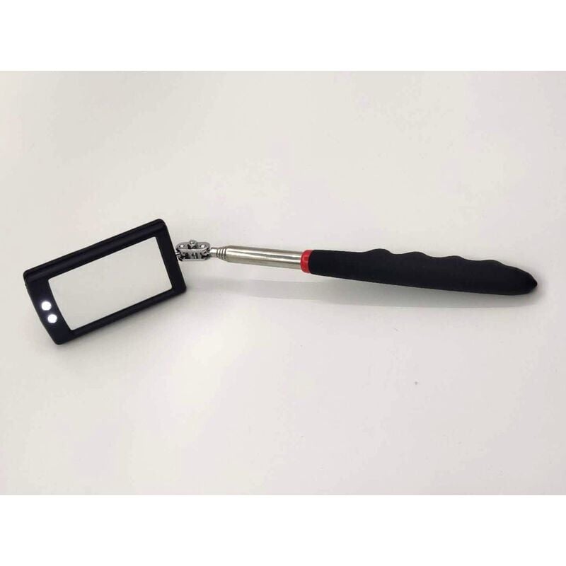 Telescopic Inspection Mirror, led Telescopic Mirror with 2 Bright led Lights, Soft Non-Slip Extendable Handle, Car Inspection Tool