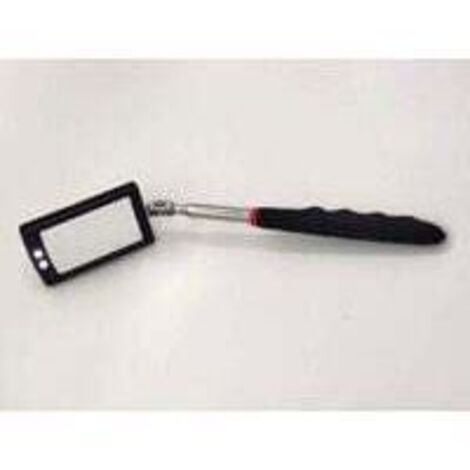 Telescopic inspection mirror, LED telescopic mirror with 2 bright LEDs, soft, non-slip extendable handle, vehicle inspection tool