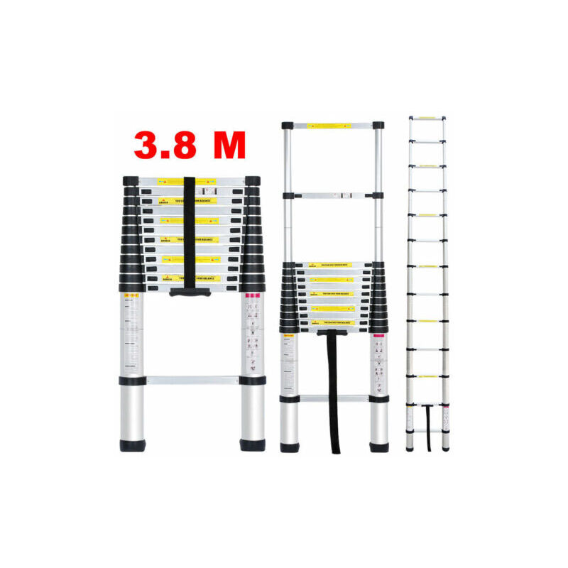 Telescopic Ladder 3.8M Multi-Purpose Aluminium Telescoping Ladder Extension Extend Portable Ladder Foldable Ladder EN131 and ce Standards