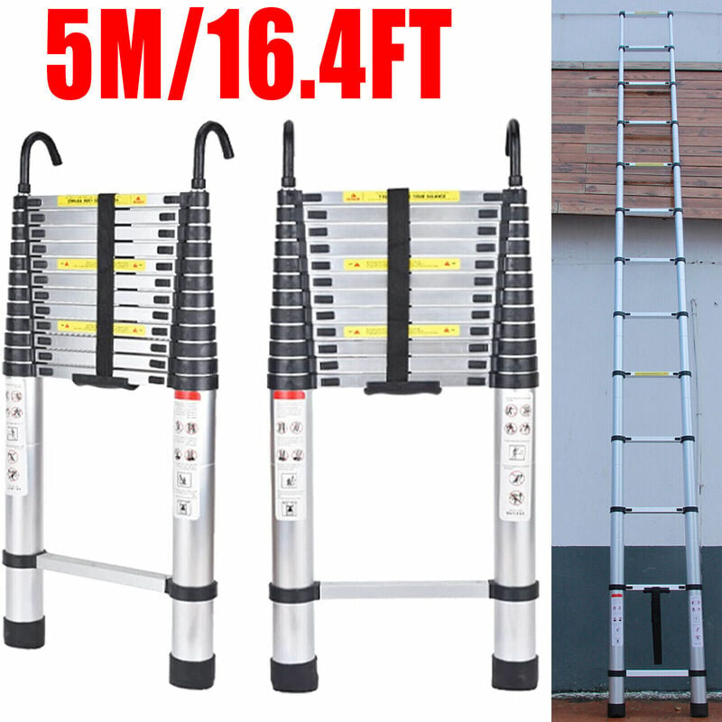 Telescopic Ladder 5M Multi-Purpose Extendable Step Ladder Aluminium EN131 Home