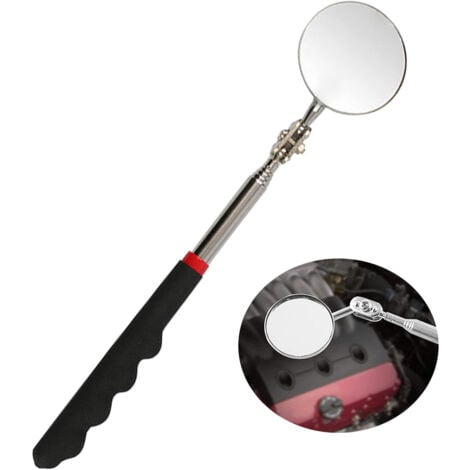 Telescopic Mirrors, Adjustable Inspection Mirrors, 360 Degree Rotating Inspection Mirror, Telescopic Up to 73cm, Black Non-Slip Handle, for Auto Repair