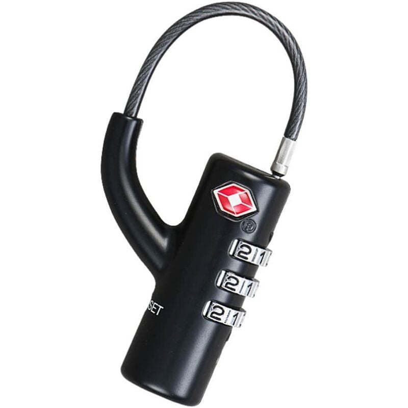 Bearsu - Telescopic padlock travel bag code 3 password combination of customs certification TSA certified cable safe