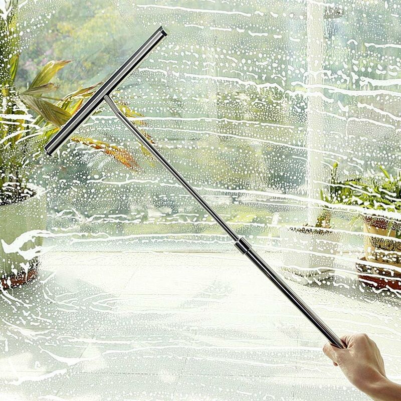 Telescopic shower squeegee with silicone blade for bathroom, kitchen, car