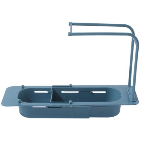 Telescopic Sink Holder Storage Drain Basket Tray Adjustable Sponge Soap Holder Drainer Sink Tray with Strainer for Home Kitchen