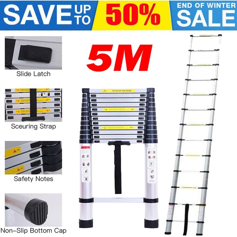 Telescoping Step Ladder 5m Multi-Function Ladders Folding Expandable Collapsible