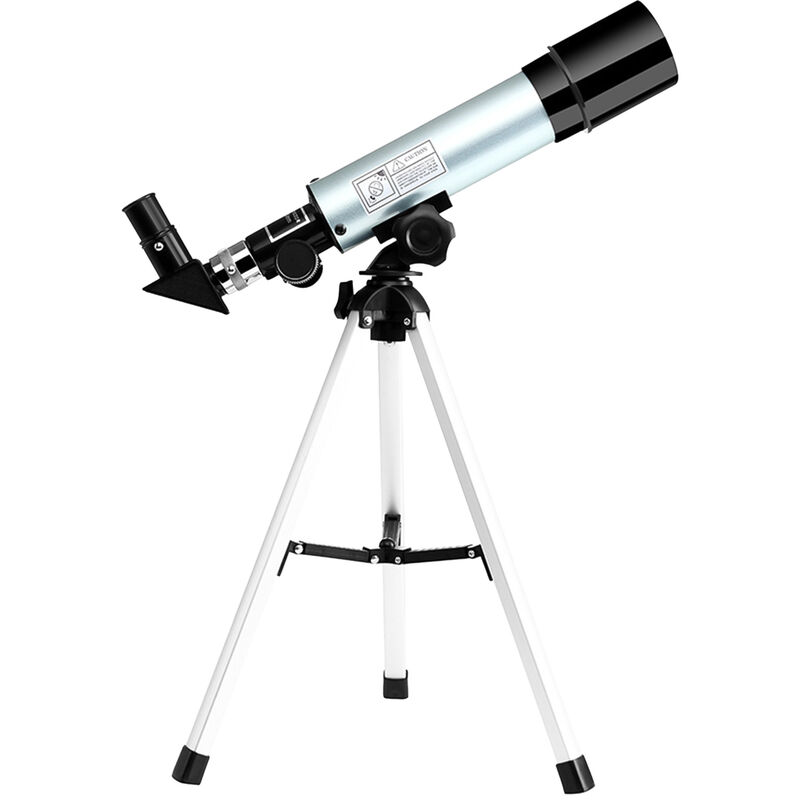 

Telescopio astronomico compacto telescopio portatil de aumento de 90X con tripode ajustable para ninos principiantes, Negro y plata