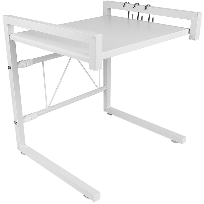 Télescopique - Stockage Organisateur Cuisine Four à Micro-ondes Rack De Stockage En Métal Ménage - blanc