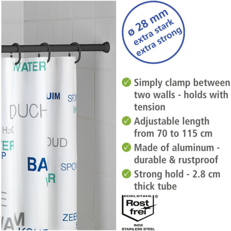 Teleskop-Duschstange, 70 - 115 cm, schwarz, WENKO