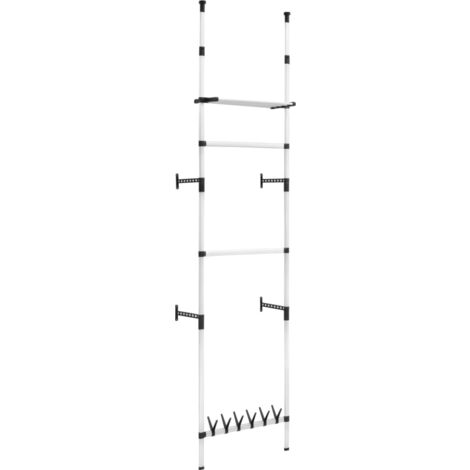 Teleskop-Garderobe mit Stangen und Regal Aluminium