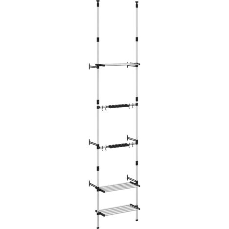 Teleskop-Gartenregal mit 3 Ablagen Silber Aluminium vidaXL