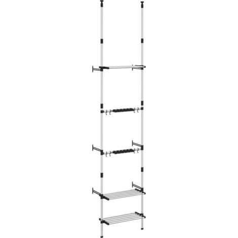 Teleskop-Gartenregal mit 3 Ablagen Silber Aluminium vidaXL