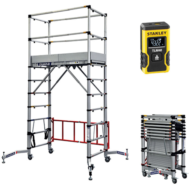 Image of Echafaudage roulant alu télescopique - TELETOWER + Télémètre laser 12m - TELETOWER/LASER