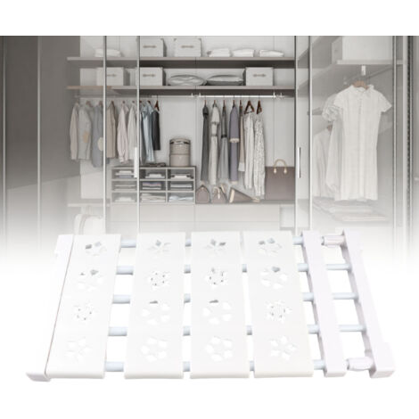 Teleskop-Kleiderschrankregal – Ausziehbares Spannregal ohne Bohren – Kleiderschrank-Organizer – Aufbewahrungsteiler – 24 cm breit – Länge 50–80 cm / 19,7–31,5 Zoll