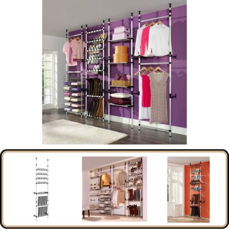 Teleskop-Schuhregal mit Stangen Aluminium - Schuhregal - Teleskop-Schuhregal - Schuhschrank - Schuhorganisation - Garderobe