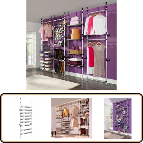 Teleskop-Schuhregal mit Stangen Aluminium - Schuhregal - Teleskop-Schuhregal - Schuhschrank - Schuhorganisation - Platzsparend