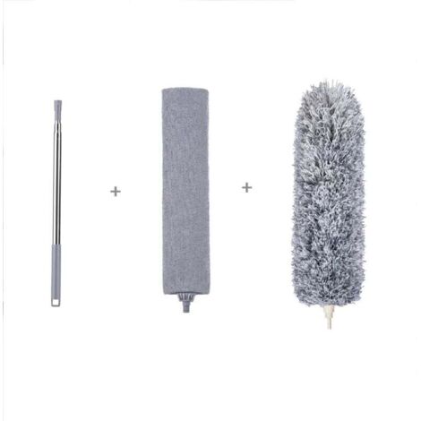 Teleskop-Staubwedel, grau, einziehbarer flacher Staubwedel, geeignet für Spalten unter Sofas, Schränken, Betten, Staub, 2 Stück