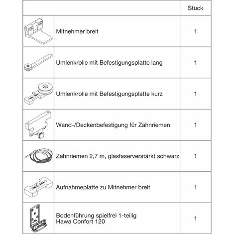 Teleskopbeschlag HAWA-Telescopic 80/2, 2-flg. Flügelb. 500-1200 mm