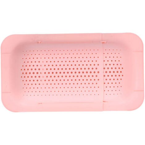 Teleskopierbarer, rutschfester Abtropfkorb, rostbeständiges Küchenaccessoire, Rosa