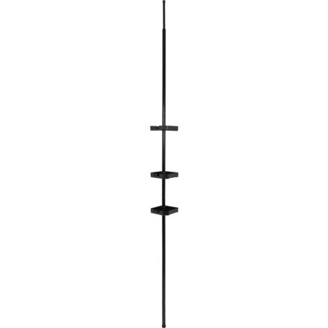 Teleskopische säule metallrohr + 3 regale ps - schwarz - Tendance