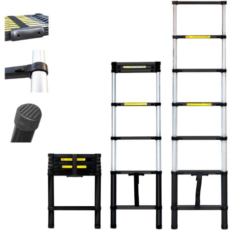 HOSTRÖM Teleskopleiter 2m TELESCOO7, Aluminium, Zusammenklappbar, Ausziehbar, Max Arbeitshöhe 2,9m, Standart EN131, 5 Jahre Garantie, Hostrom