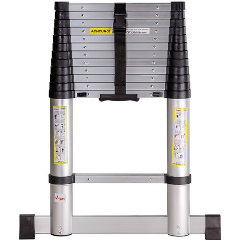 Teleskopleiter Trittleiter 3,80 m max. belastbar 150 kg Steigungsmaß max. 30cm