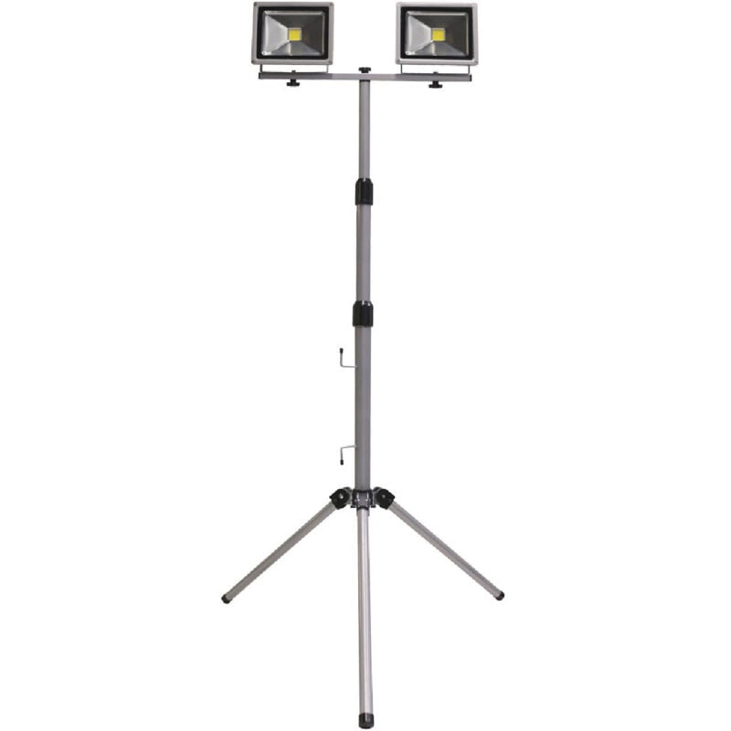 Teleskopstativ mit 2x20W verstellbaren Aluminium-LED-Außenprojektoren 4000K 7h SevenOn Outdoor