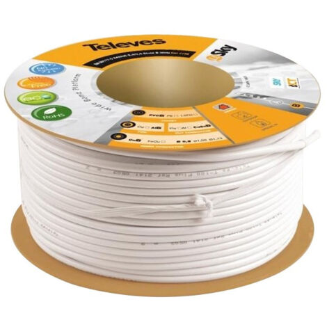 Televes Câble coaxial 16 VATC cuivre-aluminium Class A 3GHz blanc PVC