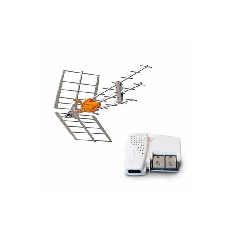 Pack Antenne tnt Televes dat hd boss uhf Gain 42dB + amplificateur compact 2 sorties 560542