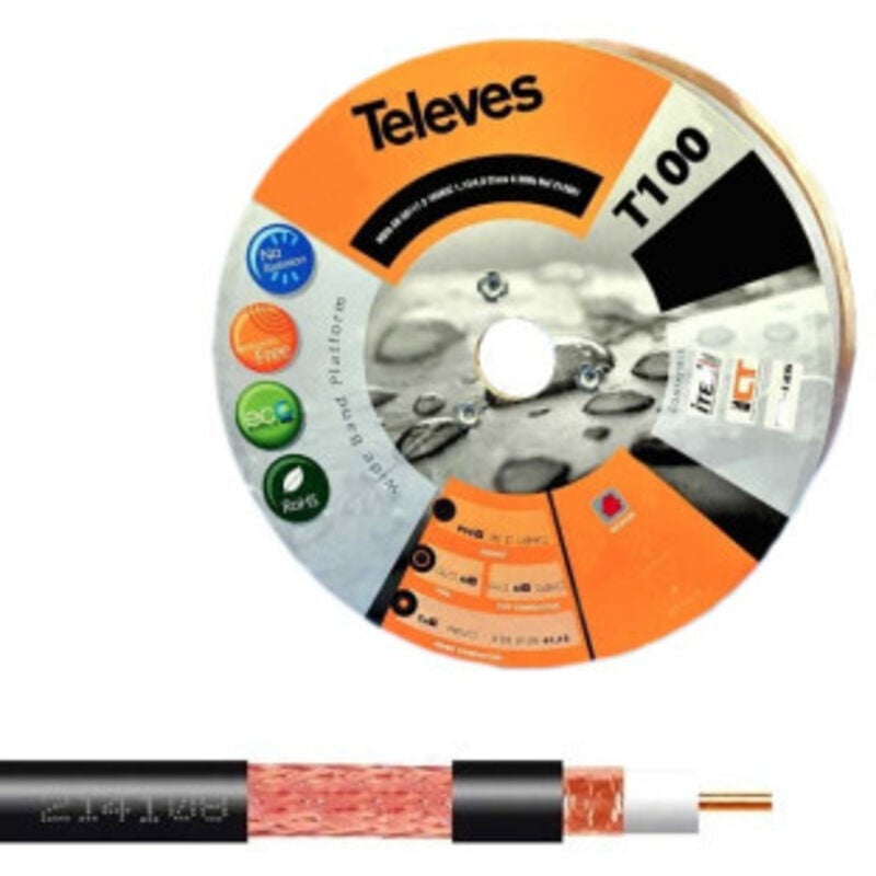 T100 Plus Câble Coaxial ITED2 NQ2b en 50117-5 16VRtC 1.13/4.8 Classe a 3GHz - Televes