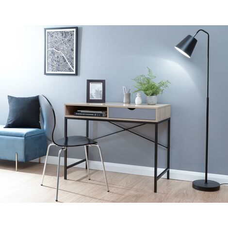 Telford Modern Computer Desk, Dressing Table with Drawer and Shelf - Light Oak & Grey