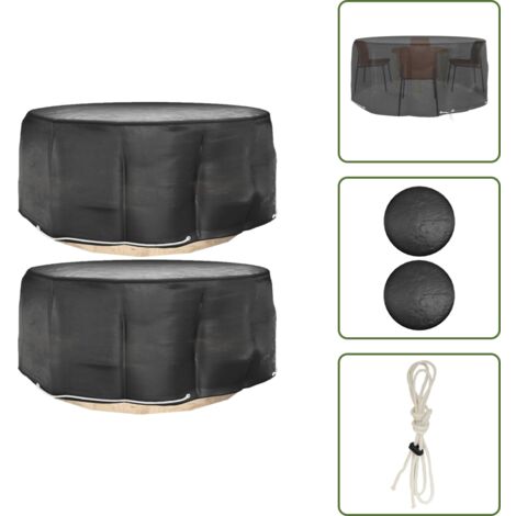 Teli per patio - vidaXL Coperture Mobili da Giardino 2pz 10 Occhielli Ø260x90cm Rotonde - Coperte per mobili