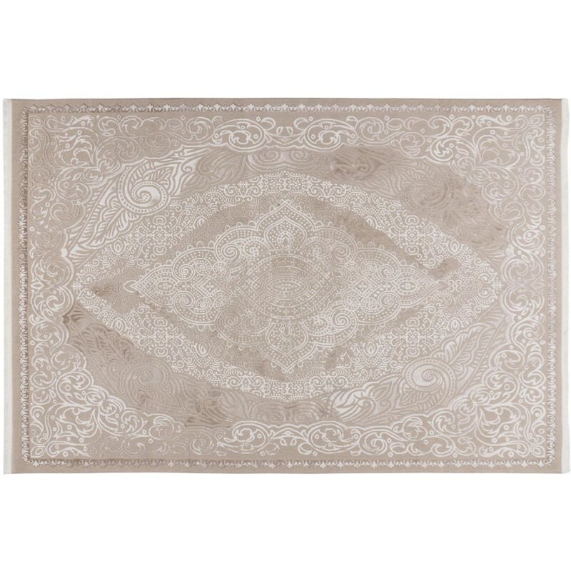 Lisa Design - Telio - tapis rectangulaire motif oriental - taupe - taupe