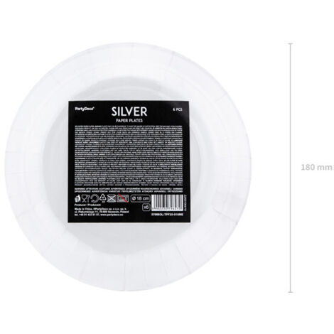 Teller, silber, 18cm (1 Packung / 6 Stk.)