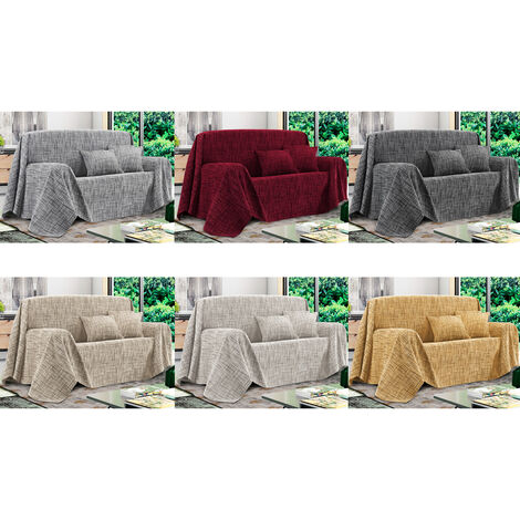 Telo Arredo Copridivano Multiuso Copritutto Misto Cotone Modello Multirighe, misura260x260coloreCarbone