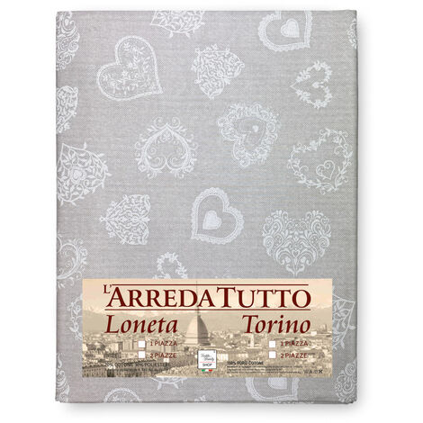 TELO Arredo COPRITUTTO Gran Foulard COPRILETTO Copridivano TESSUTO CUORE Bianco 1 PIAZZA