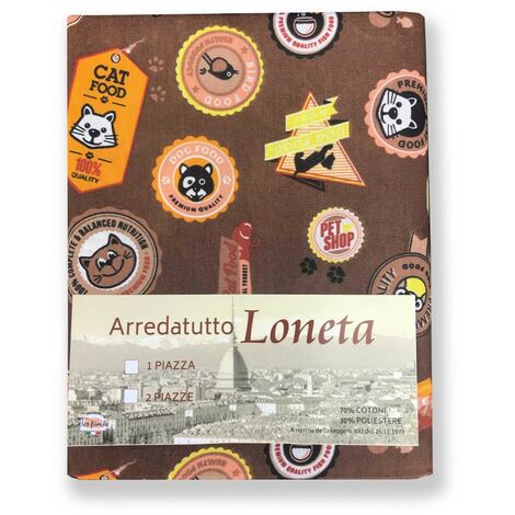 TELO ARREDO COPRITUTTO GRAN FOULARD COPRILETTO COPRIDIVANO TESSUTO LONETA PET DOG AND CAT 1 PIAZZA