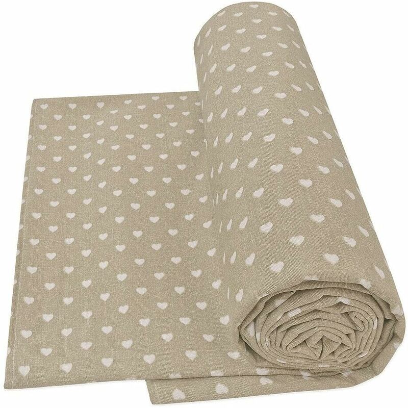 Telo Arredo Copritutto Letto Poltrona Copridivano Cotone Cuoricini Pois Beige - 170x280 cm