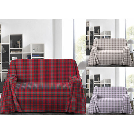 Telo Arredo Copritutto Multiuso Salvadivano In Cotone Scozzese Kilt, misuraSingolocoloreRosso