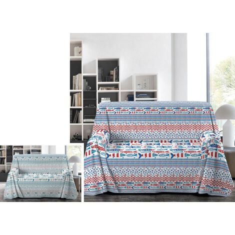 Telo Arredo Granfoulard Copritutto 100% Cotone Copriletto Multiuso Pescetti OB, misura1 PiazzacoloreFucsia