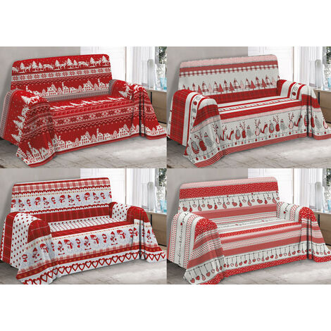 Telo Arredo Granfoulard Copritutto Cotone Copriletto Multiuso Disegni Invernali OB, misura1 PiazzacoloreOliver Rosso