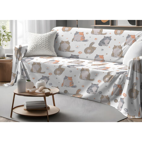 Telo Arredo Granfoulard Copritutto Salvadivano 100% Cotone Dis. Gatti 25 GI, misuraSingolocoloreGatti 25
