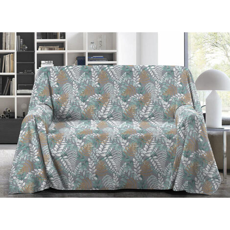 Telo Arredo Granfoulard Copritutto Salvadivano 100% Cotone Disegno Foglie, misuraSingolocoloreFoglie