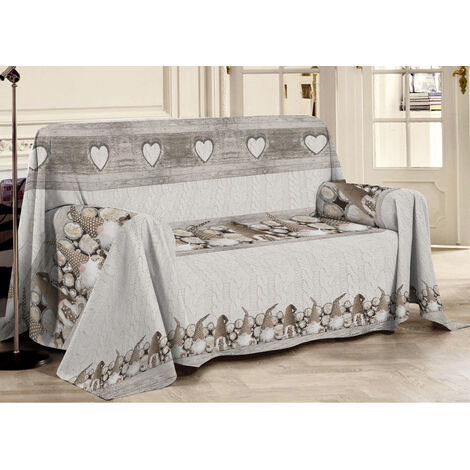 Telo Arredo Linea Pensieri Delicati In 100% Cotone Disegno Gnomi Colore Beige, misuraSingolocoloreBeige