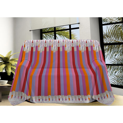 Telo Arredo Linea Pensieri Delicati In Cotone Disegno Matitoni Colore Fucsia, misuraMatrimonialecoloreFucsia