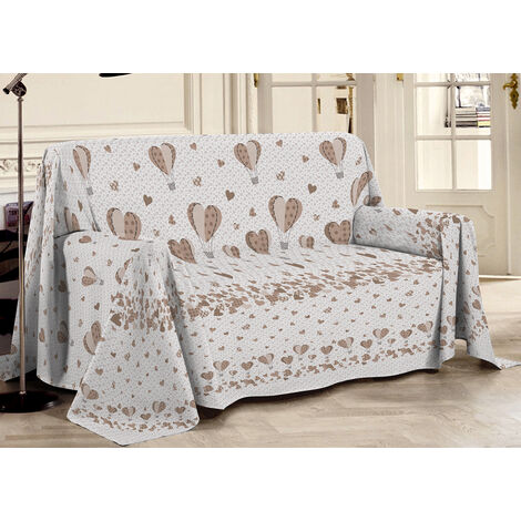 Telo Arredo Linea Pensieri Delicati In Cotone Disegno Mongolfiera Colore Beige, misuraSingolocoloreBeige