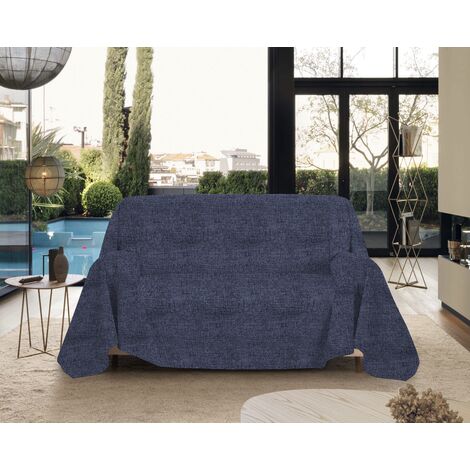 Telo Arredo Made in Italy in Cotone Grandfoulard Copritutto Copridivano Copriletto-Teli Sofà Arredatutto-Drappeggio-Arazzo-Copridivano Grand Foulard Letto Blu - Matrimoniale 280x240