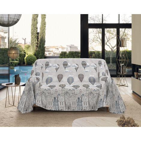 Telo Arredo Made in Italy in Cotone Grandfoulard Copritutto Copridivano Copriletto-Teli Sofà Arredatutto-Drappeggio-Arazzo-Copridivano Grand Foulard Letto Matrimoniale - Volare Beige